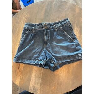 Lee Womens Denim Shorts Blue High‎ Rise Pleated Pockets Size Medium